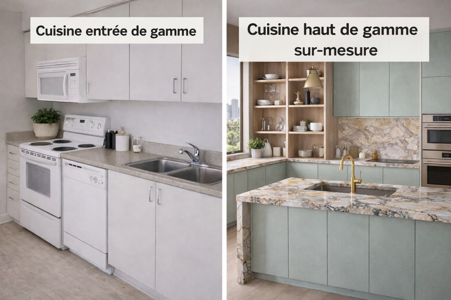 Comparaison de cuisines modernes.